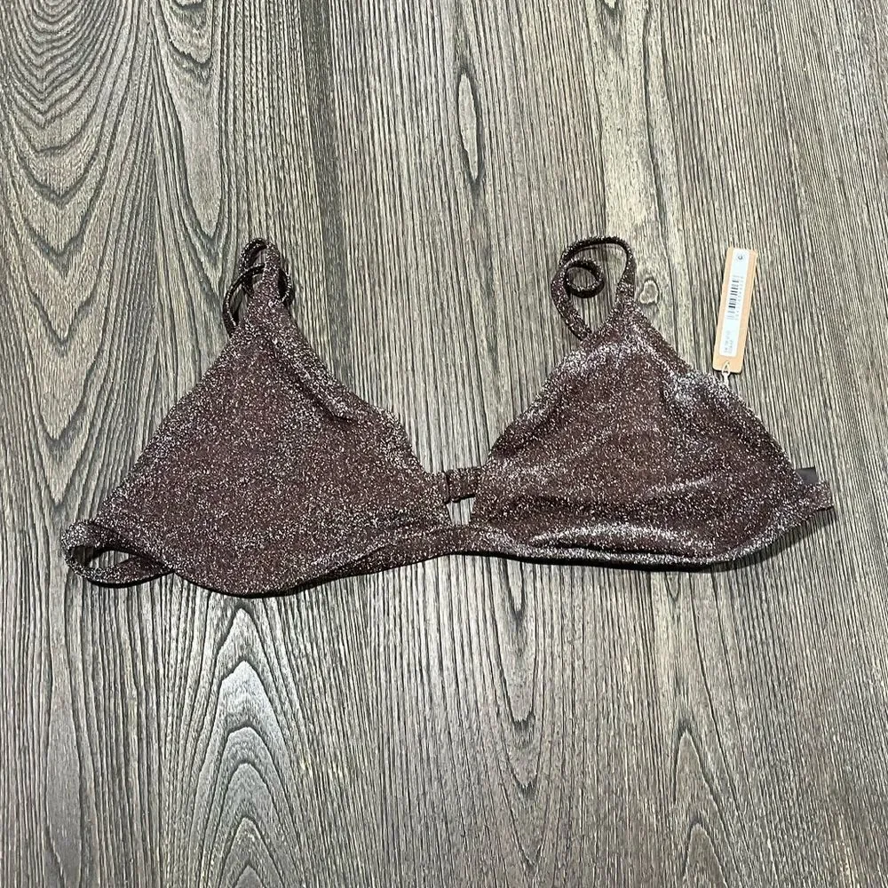 NWT Skims Gliter Swim Triangle Bikini Top Adjustable Straps Lined Cocoa Size 4X